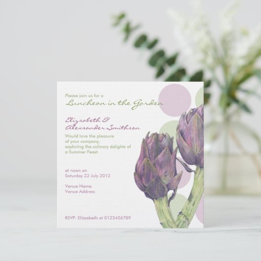 Plongée d'Artichokes dots Invitation au déjeuner (Debout devant)