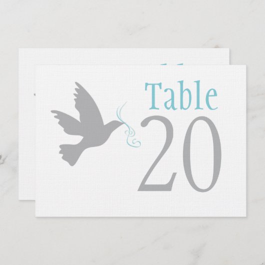 Plongée grise avec des numéros de table mariage bl (Devant / Derrière)