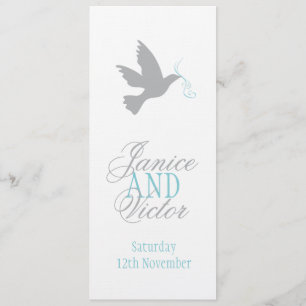 Plongée grise avec menu du dîner mariage bleu