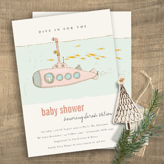 Plongée sous-marine Baby shower Invitation