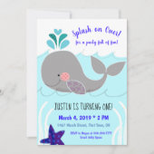 Plongée sur la baleine 1er anniversaire Invitation (Devant)