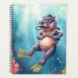 Plongeur en scaphandre autonome hippopotame sous l