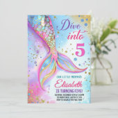 Plongez dans cinq 5 Ans Mermaid Invitation Edi (Debout devant)