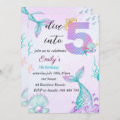 Plongez dans cinq 5e invitation de sirène annivers (Devant / Derrière)