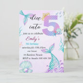 Plongez dans cinq 5e invitation de sirène annivers (Debout devant)