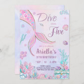 Plongez dans cinq Invitation Anniversaire Mermaid (Devant / Derrière)