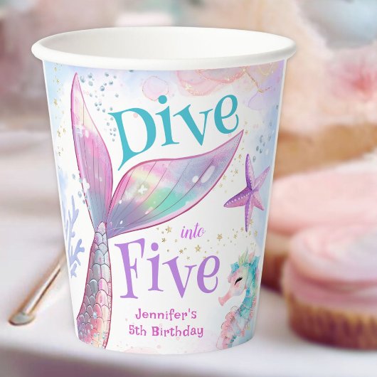 Plongez dans Five Mermaid Gobelets en papier pour