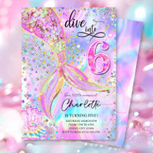 Plongez dans six 6 Ans Mermaid Invitation Modifier