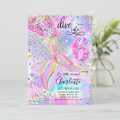 Plongez dans six 6 Ans Mermaid Invitation Modifier (Debout devant)