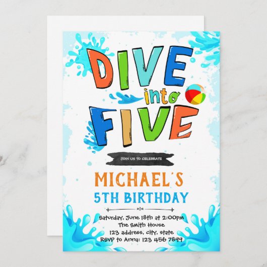 Plongez dans une invitation à cinq ans (Devant / Derrière)