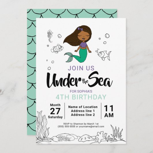 Plongez ! Invitations de fête d'anniversaire de la (Devant / Derrière)