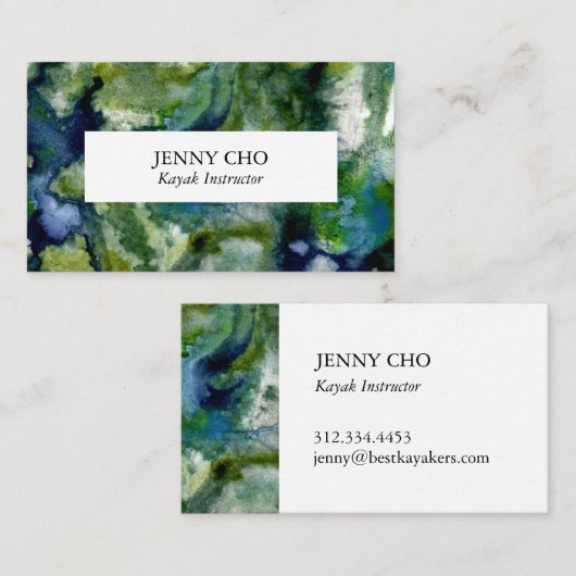 Plongez profondément dans le bleu vert de ce carte (Devant / Derrière)