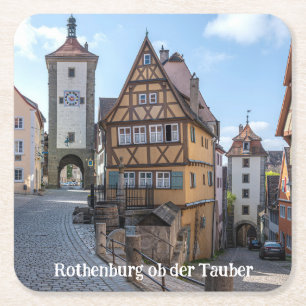 Plönlein in Rothenburg ob der Tauber (Duitsland) Vierkante Kartonnen Onderzetter