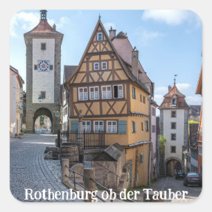 Plönlein in Rothenburg ob der Tauber (Duitsland) Vierkante Sticker