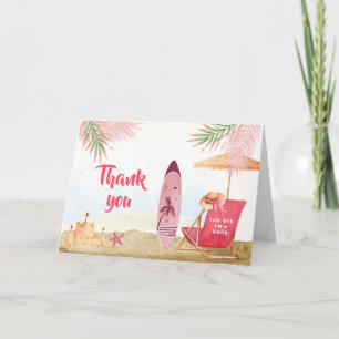 Plons Plons Aloha Surfplank Strand Baby Shower Bedankkaart