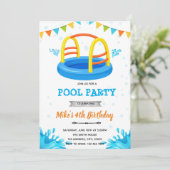 Plons plons waterpark zwembadfeest kaart (Staand voorkant)