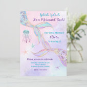 Plons Spetter Het Is Een Mermaid Feest Uitnodiging (Staand voorkant)