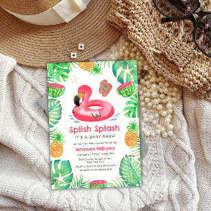 Plons Spetter Tropisch Strand Zwembad Baby Borrel Kaart