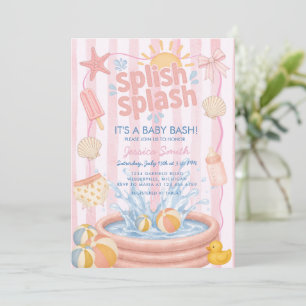 Plons Spetterbad Zomer Roze Baby Shower Kaart