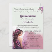 Plorale pourpre Chic Quinceanera Invitation (Devant)