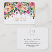 Ploriste Floral Peint Ajouter Propre Cartes Logo (Devant / Derrière)