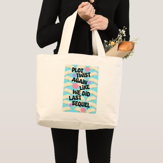 Plot Twist Again Cheeky Book Fun Slogan Grote Tote Bag (Voorkant (product))