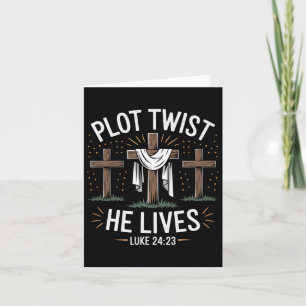 Plot Twist He Lives Cross Funny Christelijk Pasen Kaart