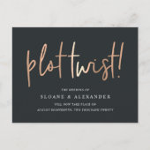 Plot Twist | Herschikking moderne koperen bruiloft Aankondigingskaart (Voorkant)