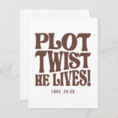 Plot Twist Hij Leeft Luke 24:23 Bijbel Verse Notitiekaartje (Voorkant / Achterkant)