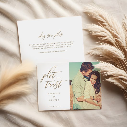 Plot Twist Moderne Minimale Calligrafie & Foto Save The Date