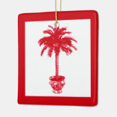 Plotselinge palmboom - diep rood en wit keramisch ornament (Links)