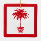 Plotselinge palmboom - diep rood en wit keramisch ornament (Achterkant)