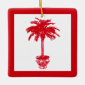 Plotselinge palmboom - diep rood en wit keramisch ornament (Voorkant)