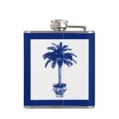 Plotselinge palmboom - marineblauw en wit heupfles (Achterkant)