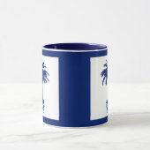 Plotselinge palmboom - marineblauw en wit mok (Midden)