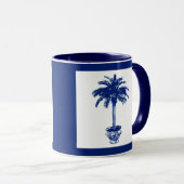 Plotselinge palmboom - marineblauw en wit mok (Voorkant rechts)