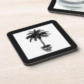 Plotselinge palmboom - zwart-wit bier onderzetter (Linkerzijde)