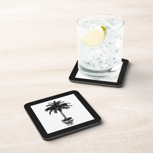 Plotselinge palmboom - zwart-wit bier onderzetter (Rechterzijde)