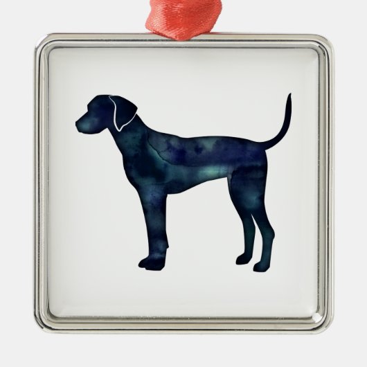 Plott Hound Black Waterverf Silhouette Metalen Ornament (Voorkant)