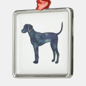 Plott Hound Black Waterverf Silhouette Metalen Ornament (Links)