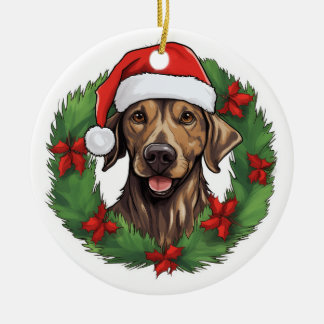 Plott Hound Kerstkrans Keramisch Ornament