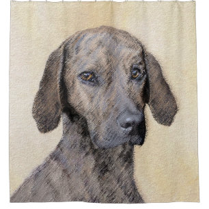 Plott Painting - Cute Original Dog Art Douchegordijn