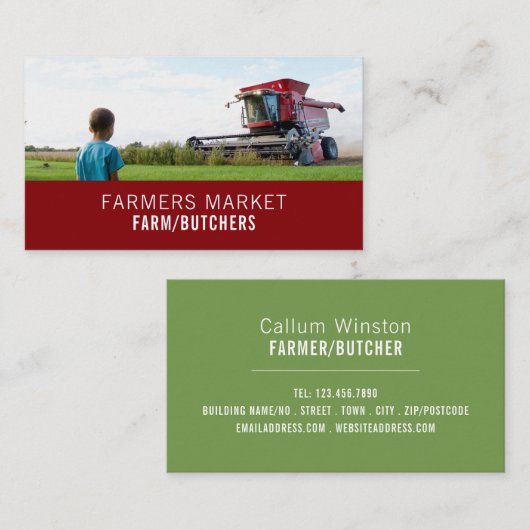 Plougher in het veld, boer en slager Visitekaartje (Voorkant / Achterkant)
