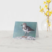 Plover Shore Bird Art Note Kaart (Gele Bloem)