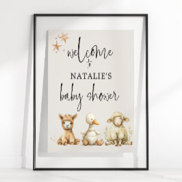 Pluche Kwekerij Dieren Baby shower Sign Poster