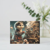 Pluche Steampunk Otter en Seal Briefkaart (Staand voorkant)