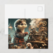 Pluche Steampunk Otter en Seal Briefkaart (Voorkant / Achterkant)