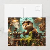 Pluche Steampunk Otter Zeewier Verstopte Machine Briefkaart (Voorkant / Achterkant)