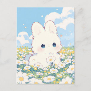 Pluche Witte Konijn Daisy Weide Illustratie Briefkaart