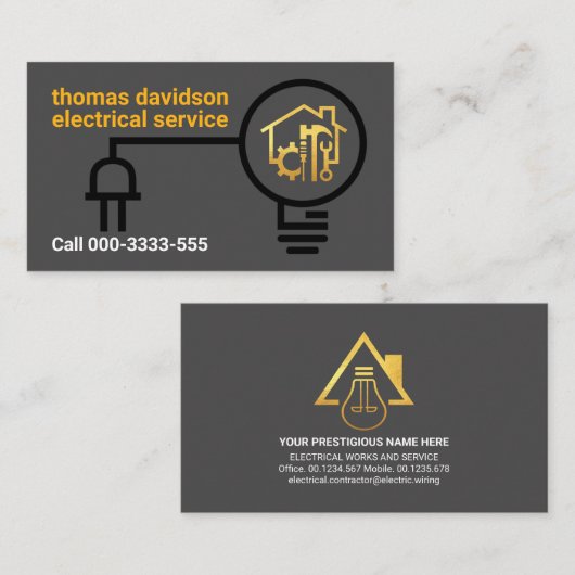 Plug Electrical Line Power Bulb Visitekaartje (Voorkant / Achterkant)